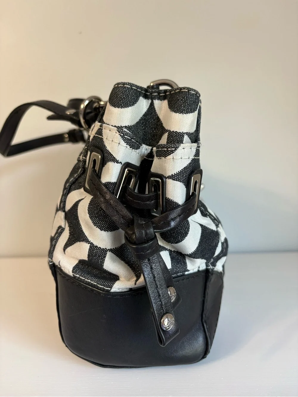 Coach Peyton Black White Op Art Signature Carryall Satchel Tote Bag 14515 Y2K